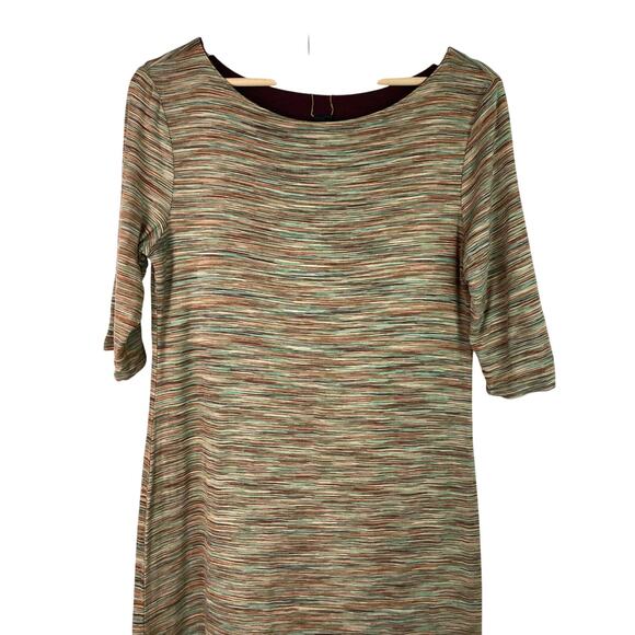 prAna Johann Foundation Women's L Purple and Striped Reversible Knit Midi Dress - Picture 1 of 7